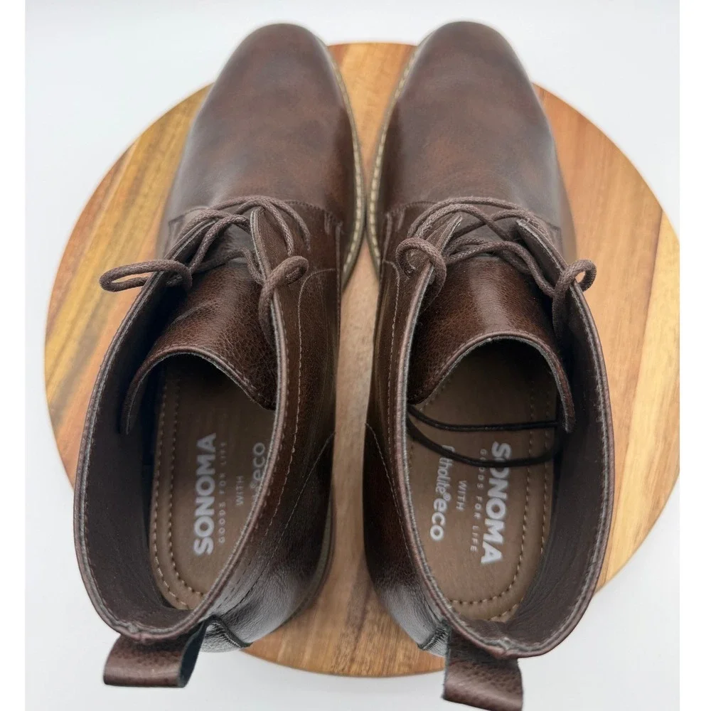 Sonoma Goods For Life Mens Chukka Boots Dark Brown Ortholite Eco Ankle Boots